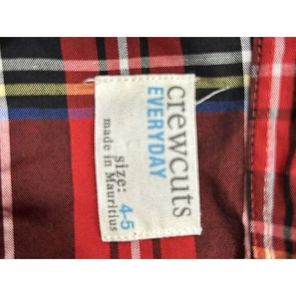 Crewcuts J Crew Everyday Boys Button-Up Shirt Red Black Blue Flannel Kids Sz 4/5 - Picture 2 of 8